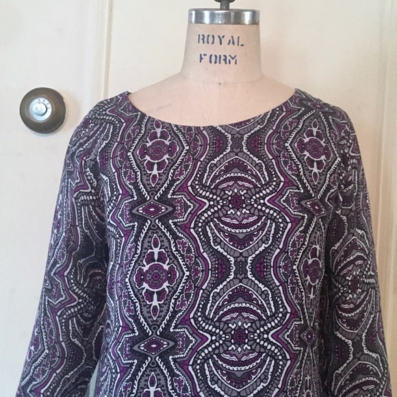 prAna CeCe Purple + Grey Medallion Shift Dress XL - Picture 3 of 7